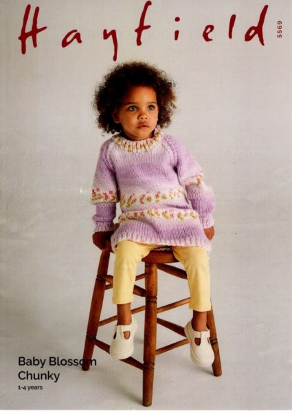 Knitting Pattern - Hayfield 5569 - Baby Blossom Chunky - Sweater Dress